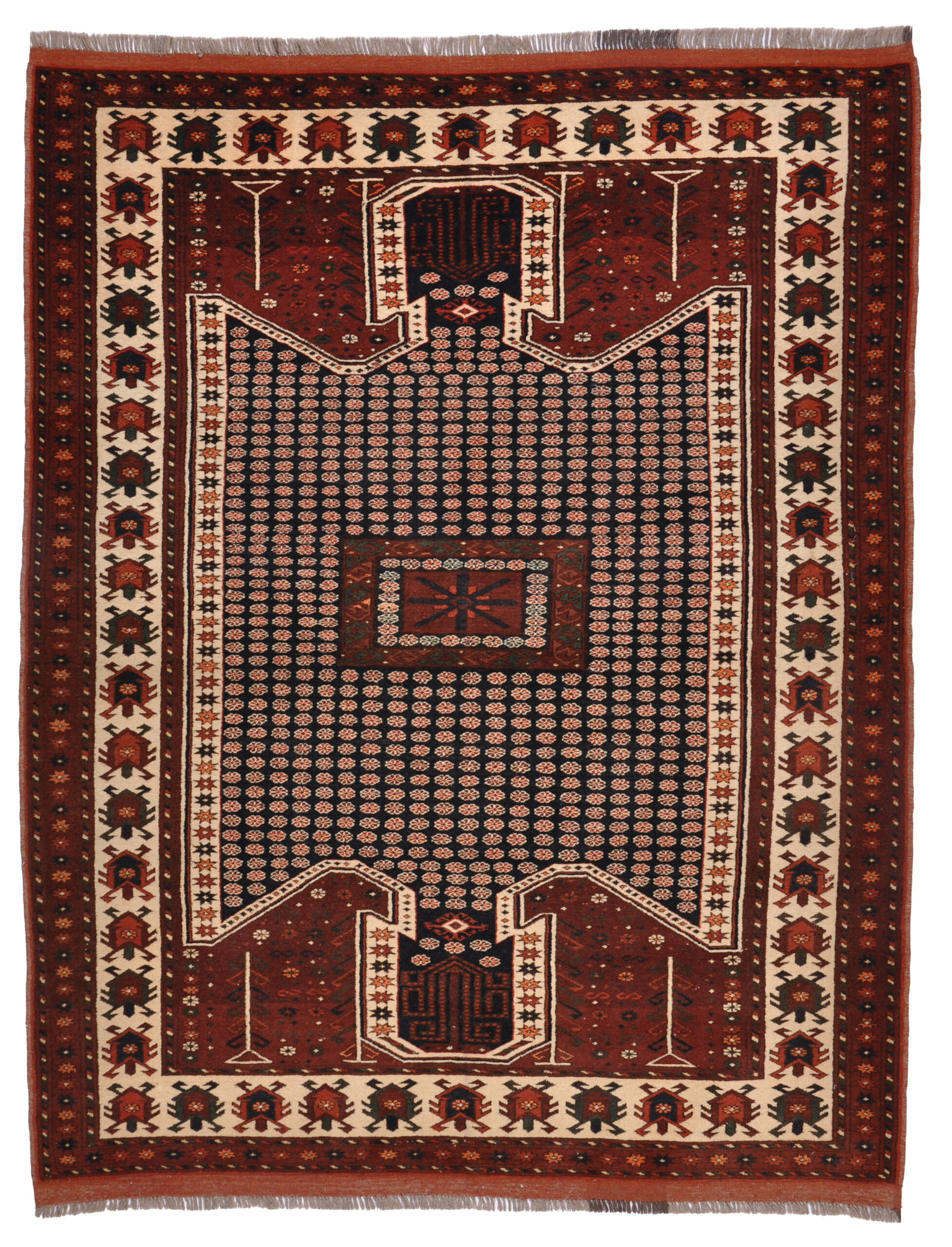 KARGAI - AFGHAN TRADITIONAL HANDKNOTTED CARPET 143 x 182 cm