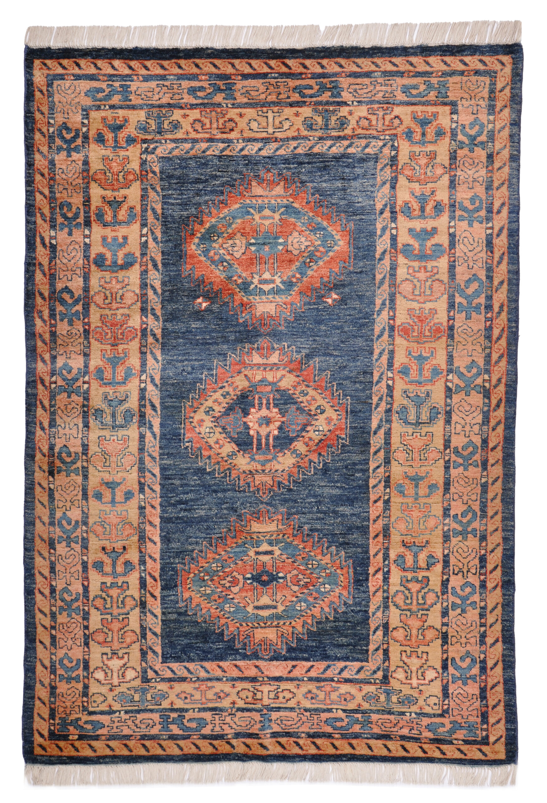 KAZAK - AFGHAN TRADITIONAL HANDKNOTTED CARPET 138 x 204 cm