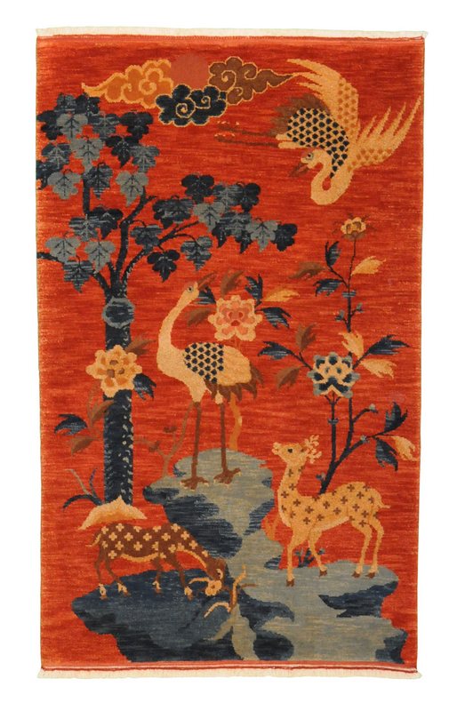 CHINA - TRADITIONAL / ANTIQUE FINISH HANDKNOTTED CARPET 98 x 156 cm