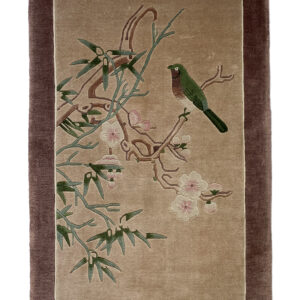 CHINA SILK 100% - 100% SILK / VERY FINE QUALITY HANDKNOTTED CARPET 61 x 121 cm