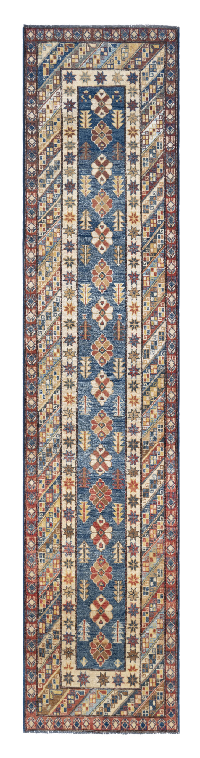 KAZAK - AFGHAN TRADITIONAL HANDKNOTTED CARPET 79 x 357 cm