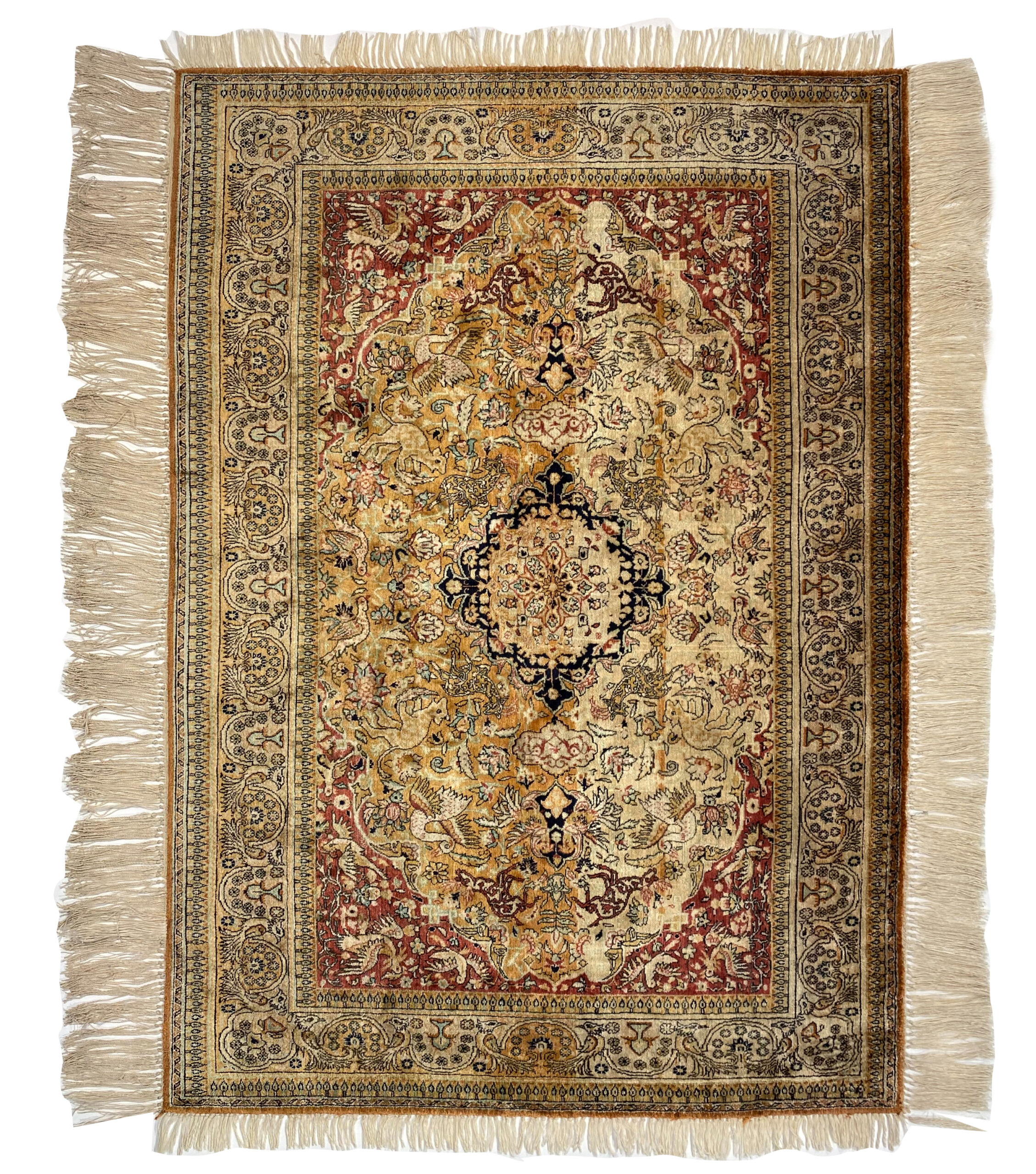GHOM 100% Silk - PERSIAN URBAN / EXCLUSIVE HANDKNOTTED CARPET 113 x 158 cm