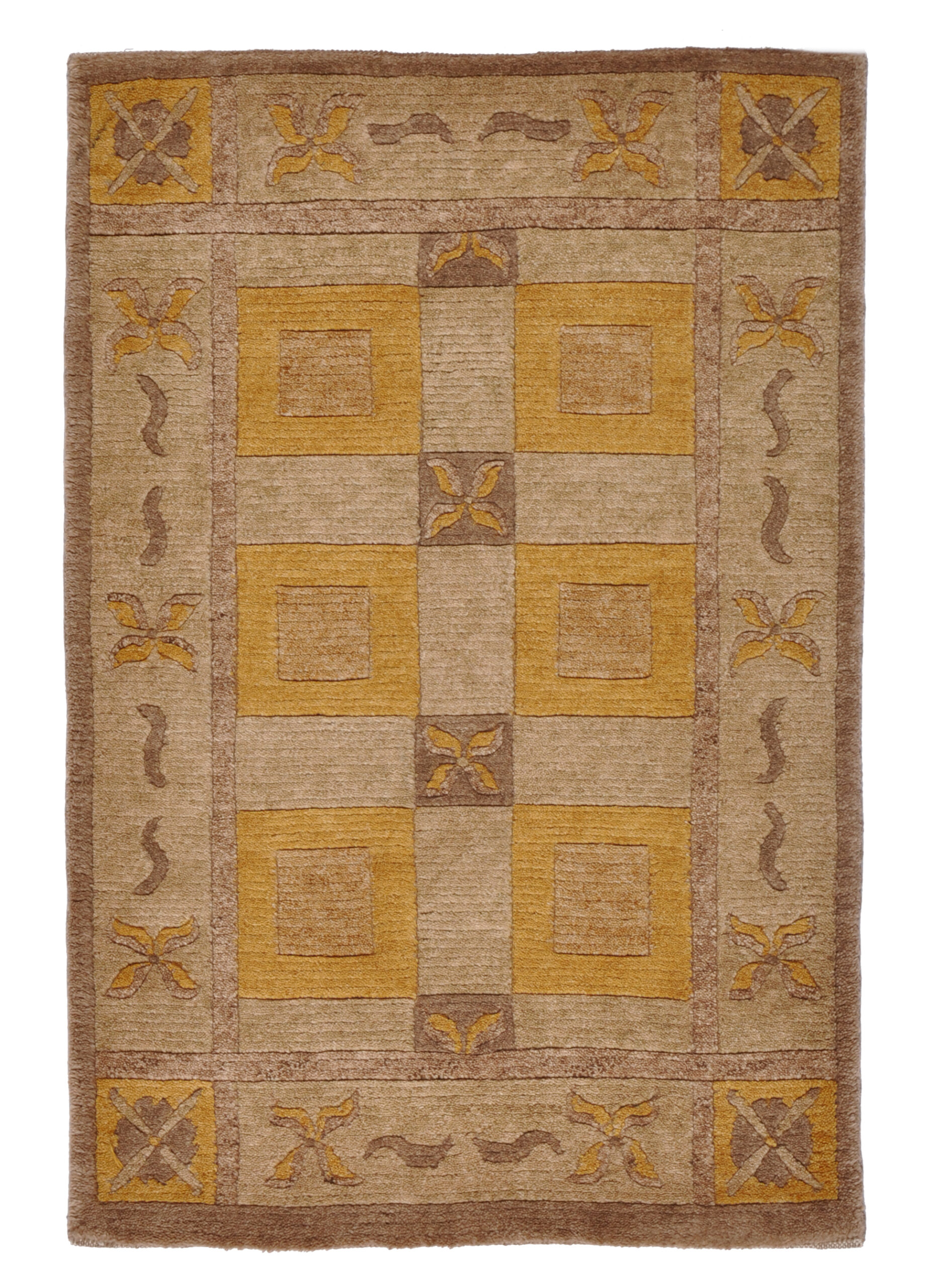 TIBET,CHINA - TRADITIONAL / ANTIQUE FINISH HANDKNOTTED CARPET 62 x 93 cm